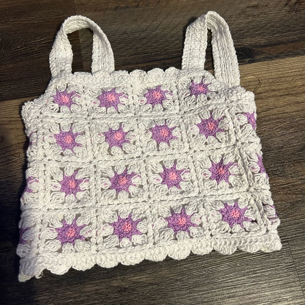 Elegant Crochet White and Purple top